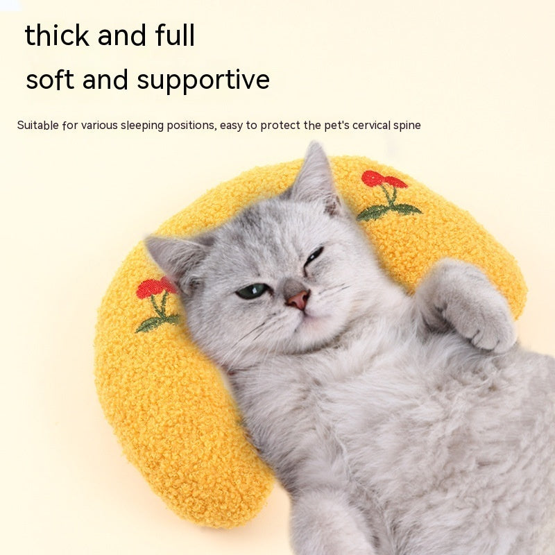 Petit oreiller pour chats, protège-cou tendance, sommeil profond, chiot, oreiller en forme de U, oreiller pour animaux de compagnie, appui-tête pour chaton, oreiller de couchage pour chien, produits pour animaux de compagnie